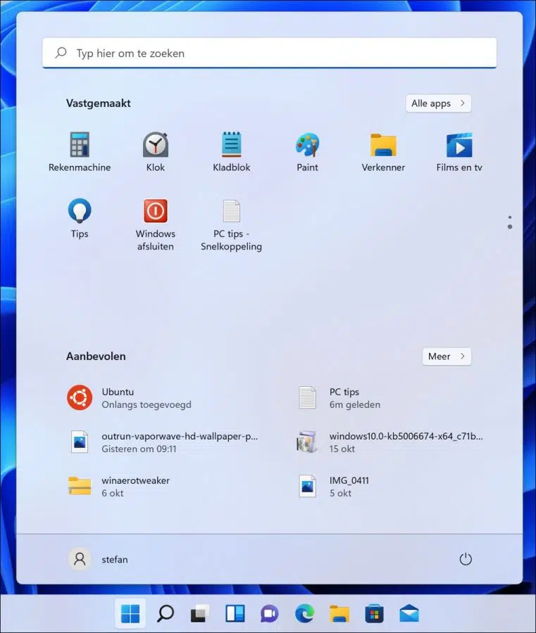 Bestand vastmaken aan het startmenu in Windows 11