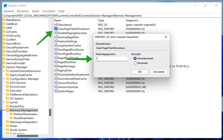 ClearPageFileAtShutdown
