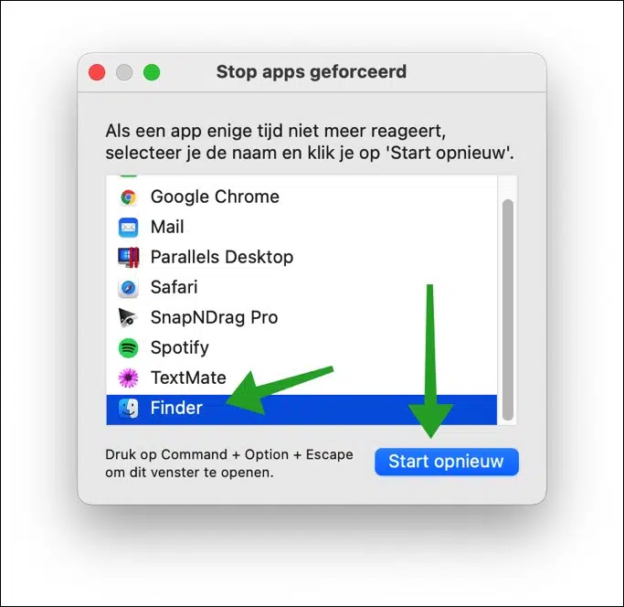 Finder herstarten mac