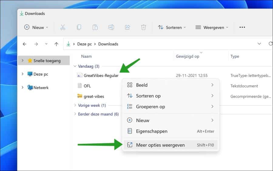 Font installeren in Windows 11