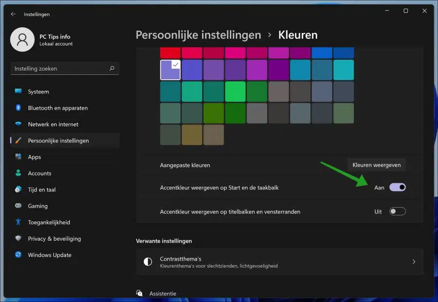 Kleur van de taakbalk wijzigen in Windows 11