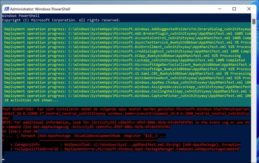 PowerShell om windowsdefender-link foutmelding op te lossen