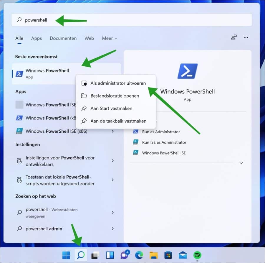 PowerShell uitvoeren als Administrator