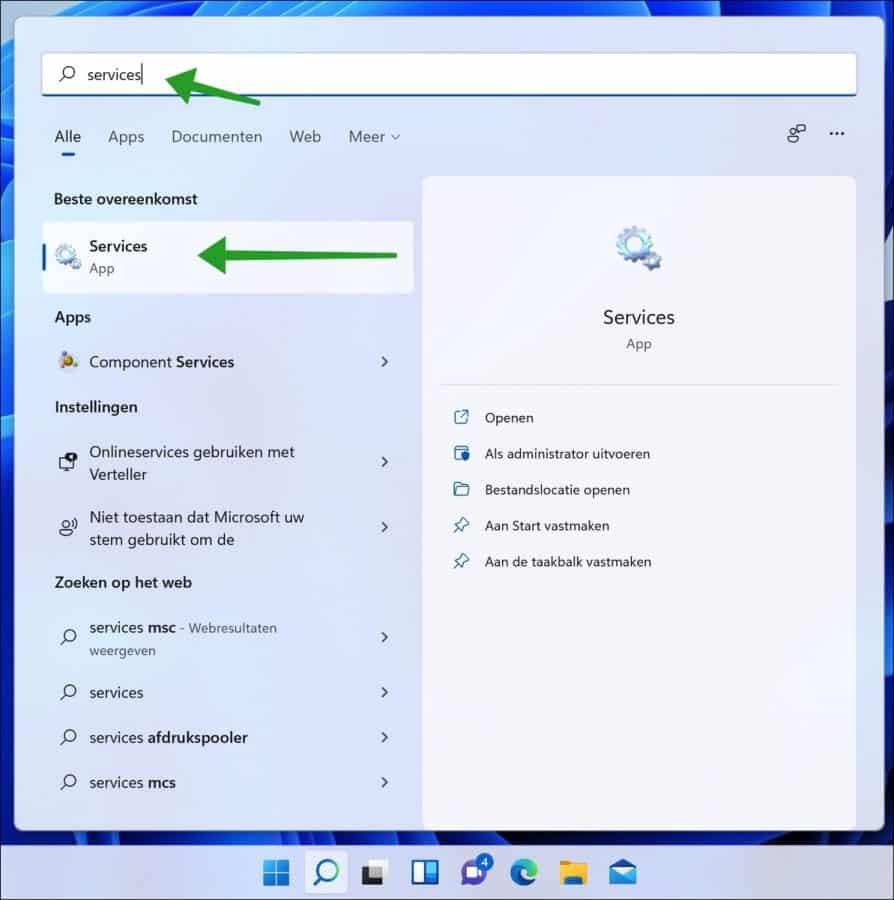 Services app starten in Windows