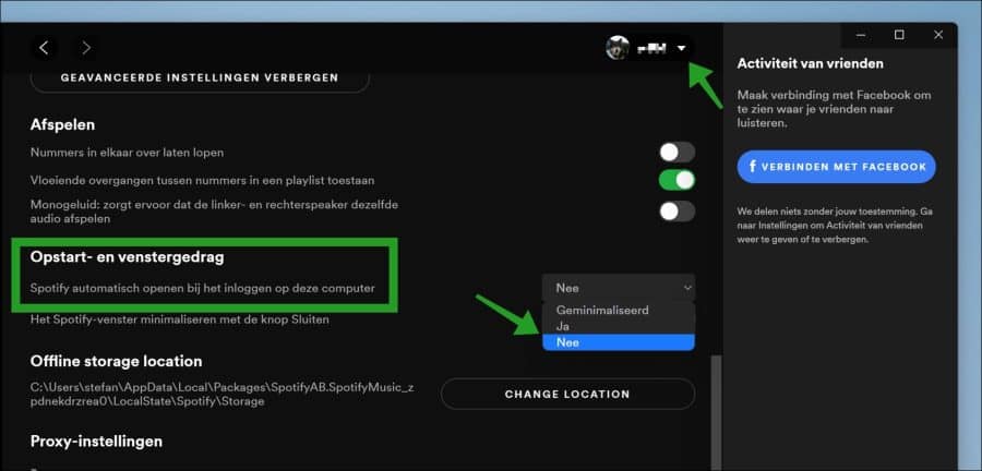 Spotify automatisch opstarten uitschakelen
