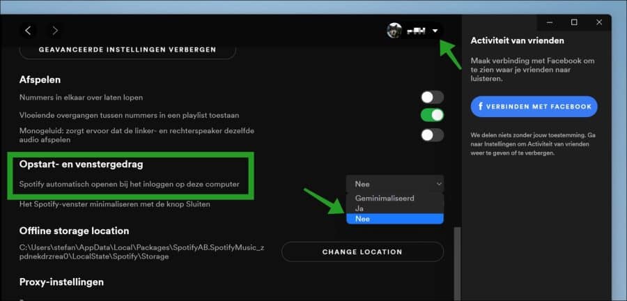 Spotify automatisch opstarten uitschakelen