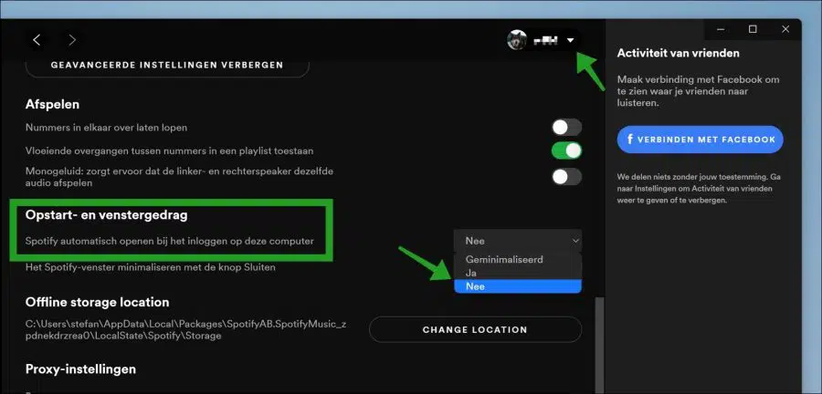 Spotify automatisch opstarten uitschakelen