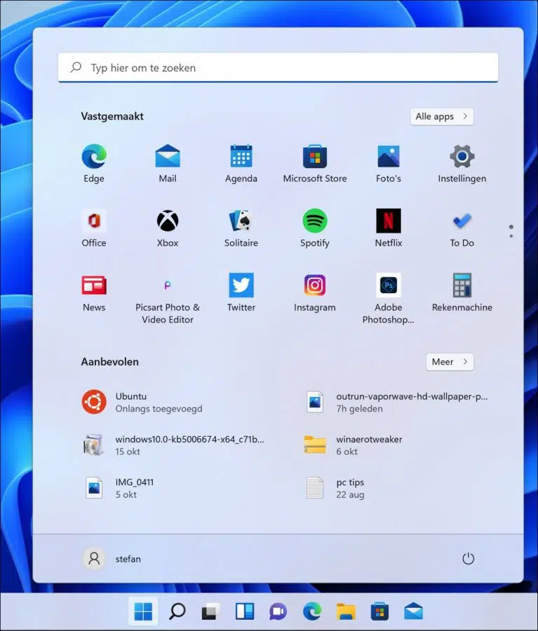 Start menu in Windows 11