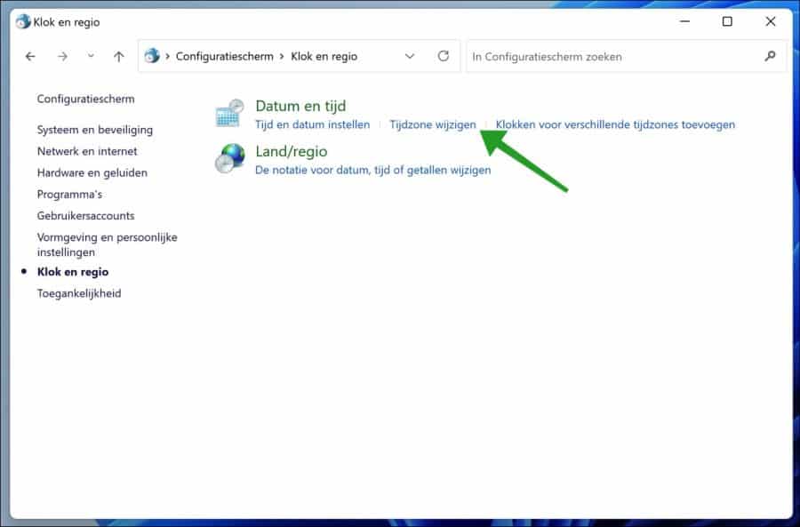 Tijdzone wijzigen