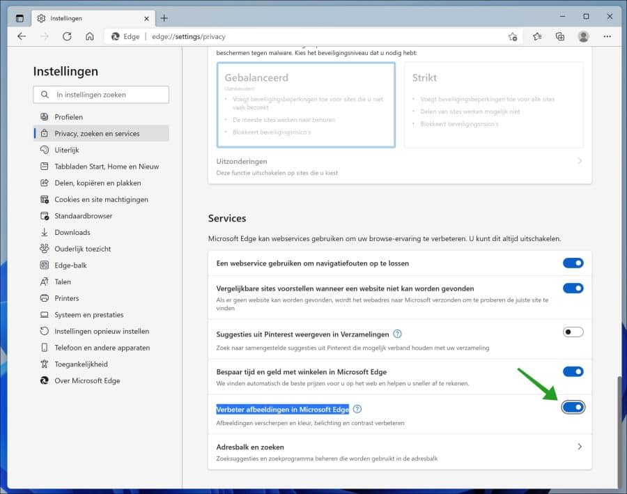 Verbeter afbeeldingen in Microsoft Edge inschakelen