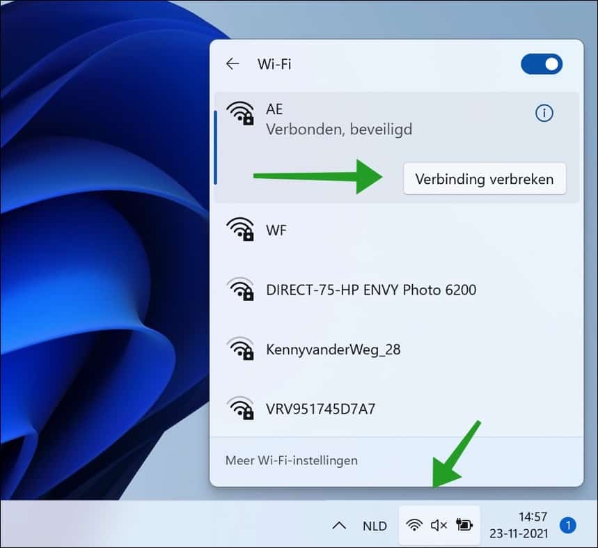 Trennen Sie die WLAN-Verbindung in Windows 11