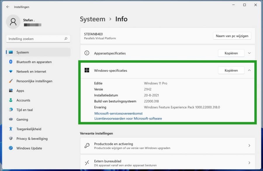 Windows 11 specificaties opzoeken