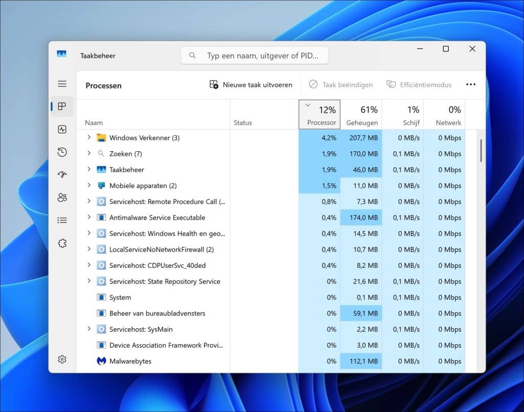 Windows 11 taakbeheer