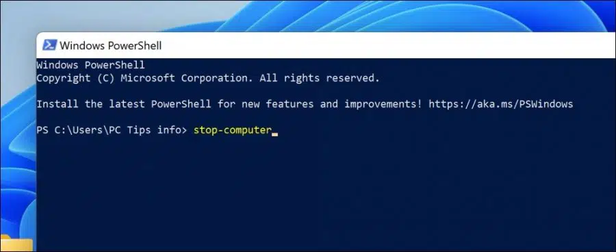Windows afsluiten via Powershell