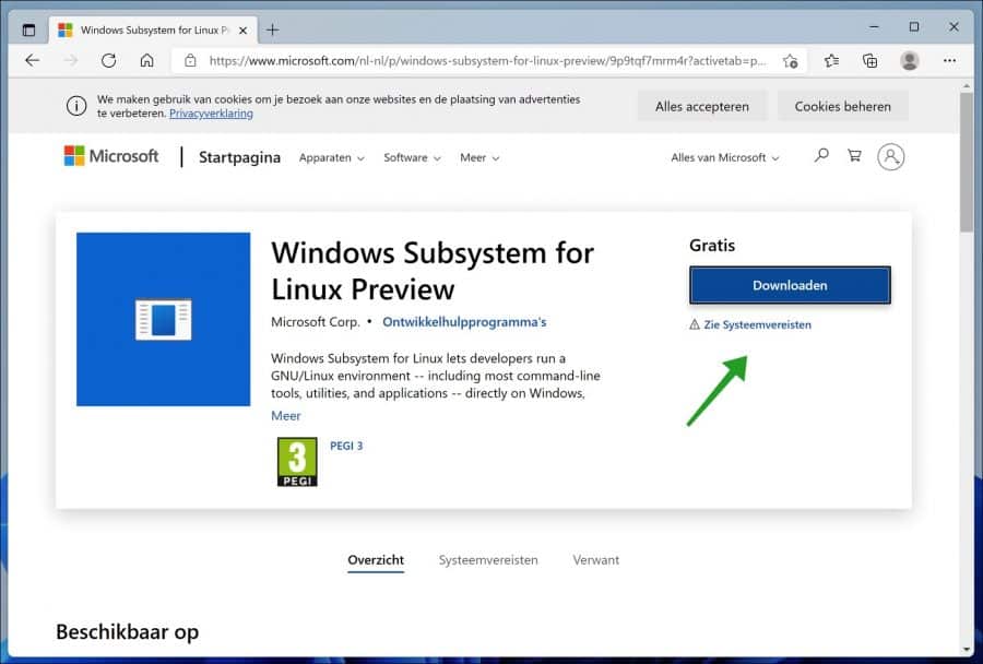 Windows subsystem for Linux downloaden