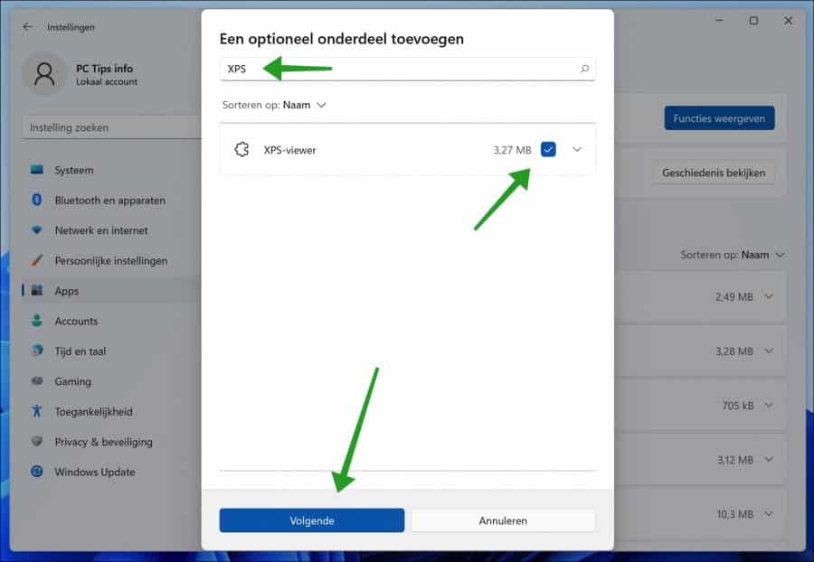 XPS-viewer toevoegen in Windows 11