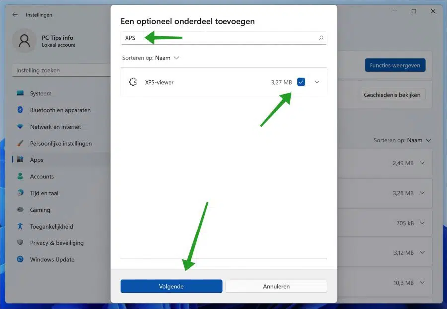 XPS-viewer toevoegen in Windows 11