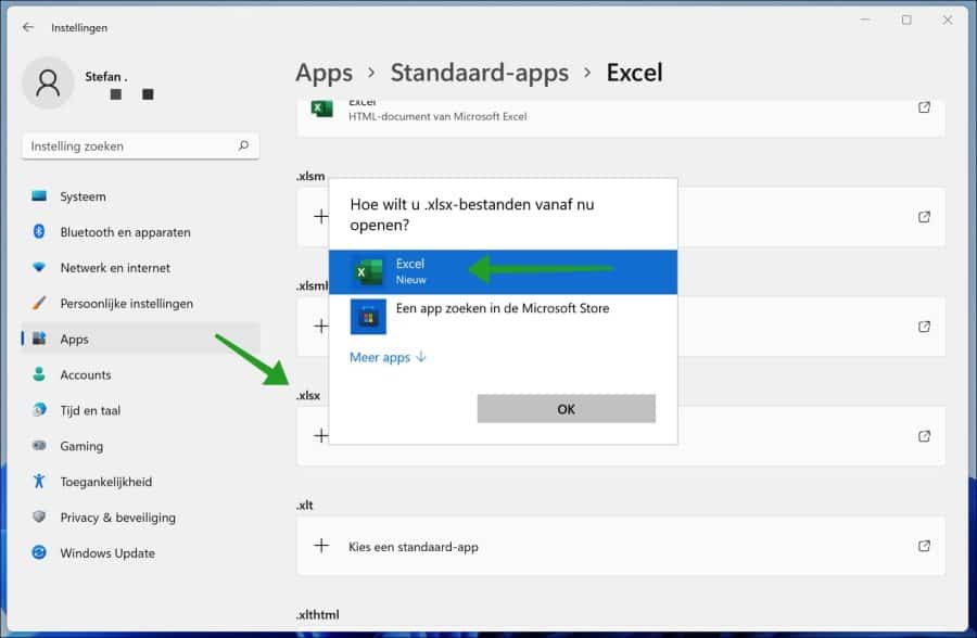 Open xlsx files with Excel in Windows 11