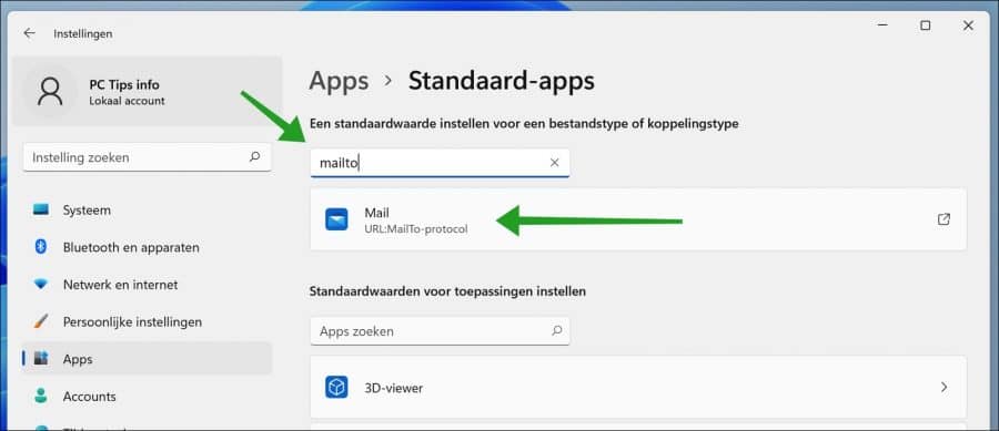 mailto snelkoppeling aanpassen naar Google Chrome browser