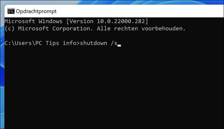 shutdown s om windows af te sluiten