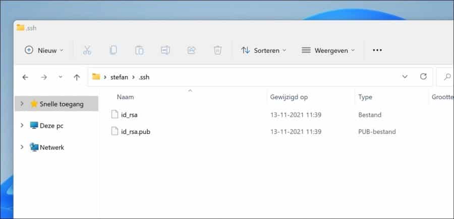 ssh bestand opzoeken in Windows