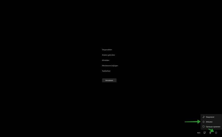 windows 11 afsluiten via ctrl alt delete toets
