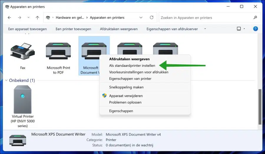 Als standaard printer instellen in Windows 11