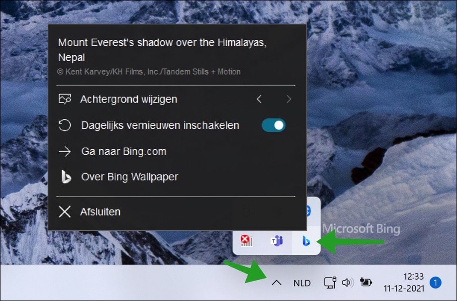 Bing achtergrond instellen in Windows 11 of 10 (Wallpapers)