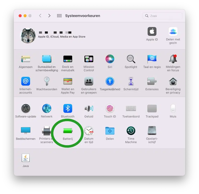 Energie instellingen mac