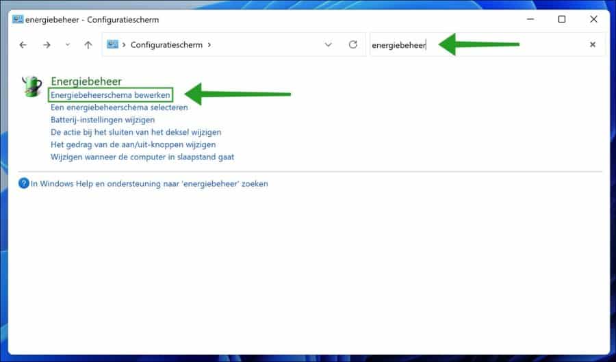 Energiebeheerschema bewerken