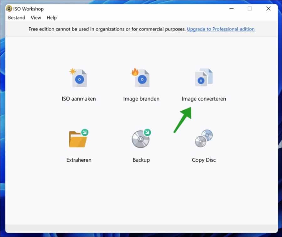 Image converteren met ISO Workshop