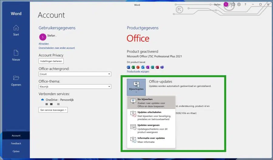 Office automatisch of handmatig updaten in Windows 10 of Windows 11