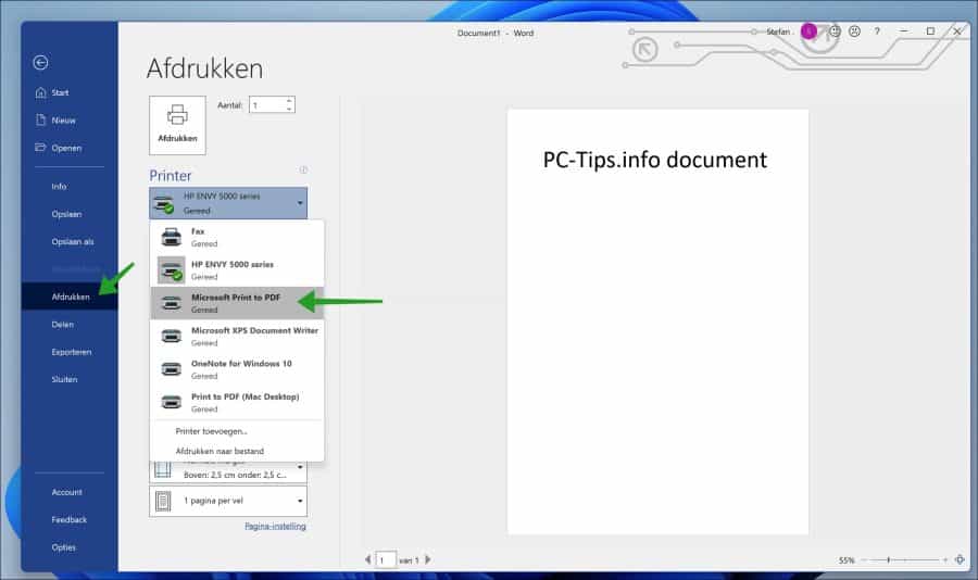 PDF bestand maken in Windows 11