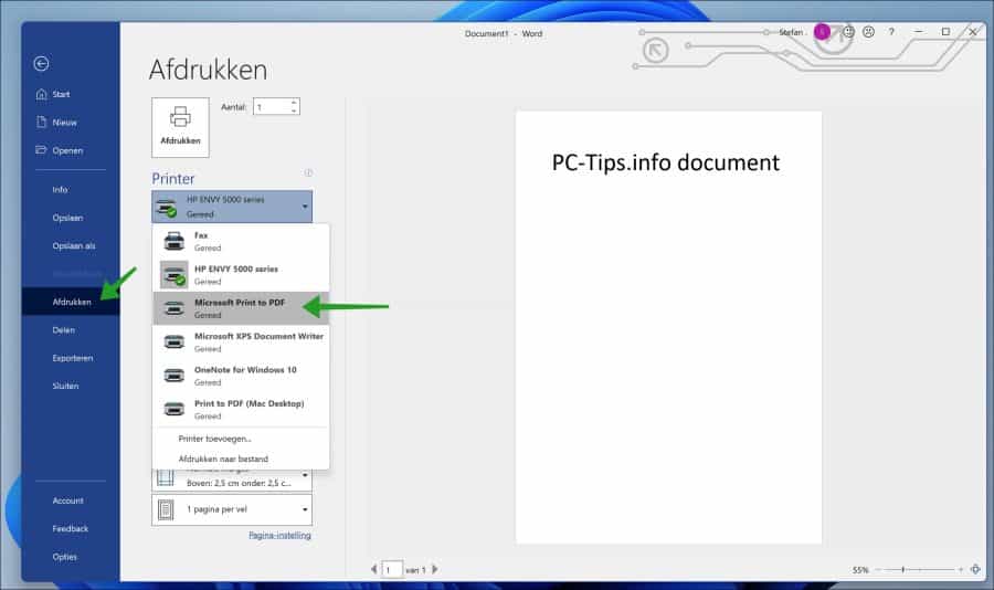 Create PDF file in Windows 11