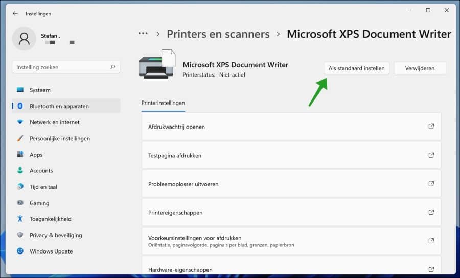 Printer als standaard instellen in Windows 11