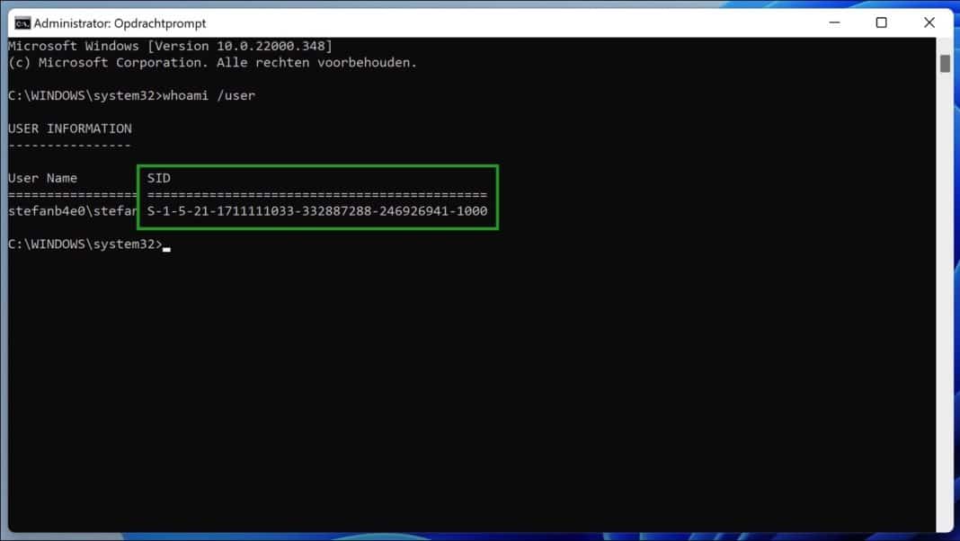 SID (Security Identifiers) opzoeken in Windows 11 of Win 10