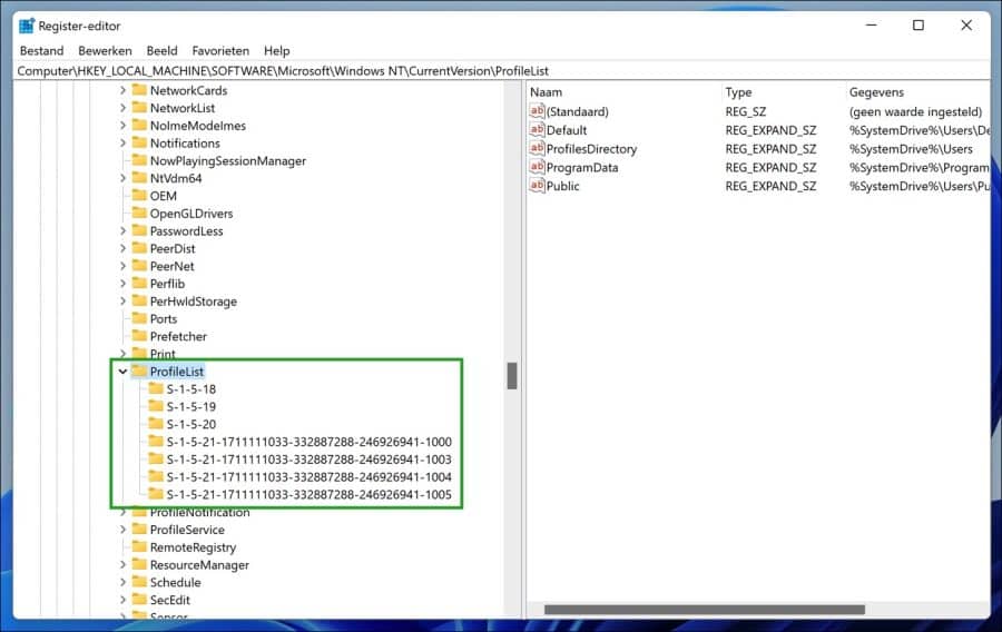 Búsqueda de SID del identificador de seguridad a través del registro de Windows