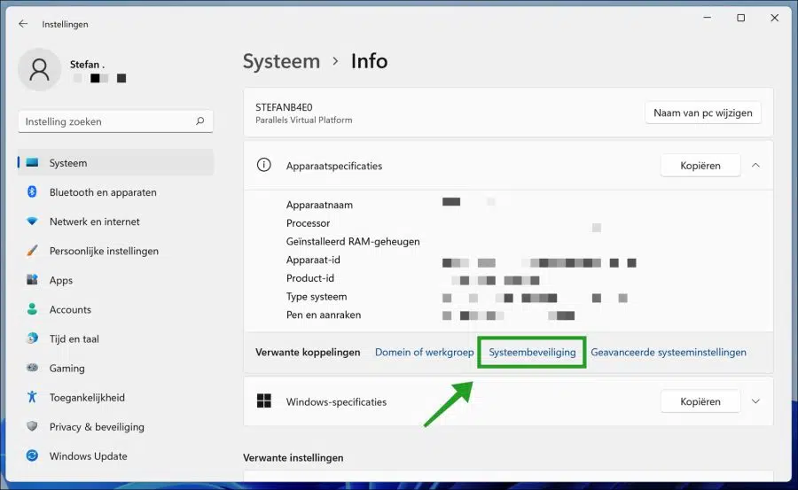 Systeembeveiligingsopties in Windows 11
