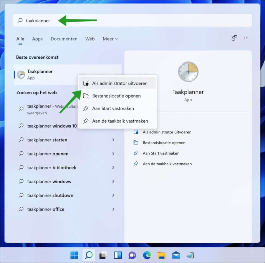 Taakplanner openen in Windows 11