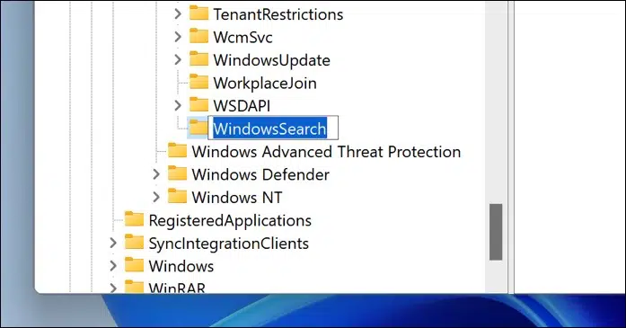 WindowsSearch sleutel
