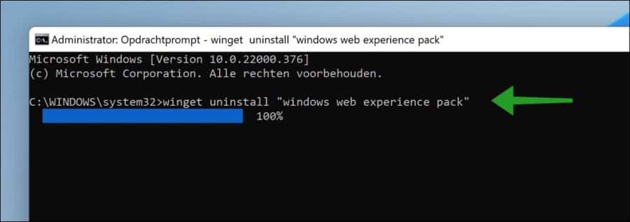 winget desinstalar "paquete de experiencia web de Windows"