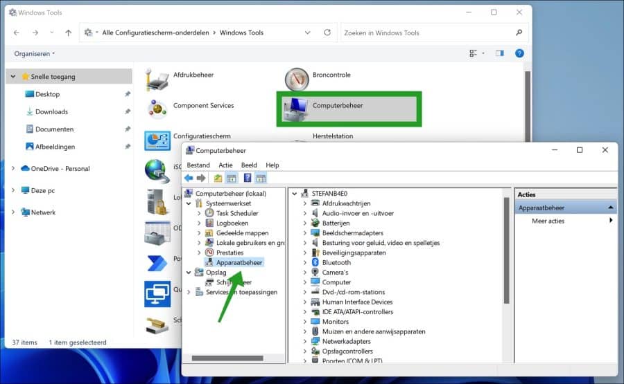 Apparaatbeheer openen via computerbeheer