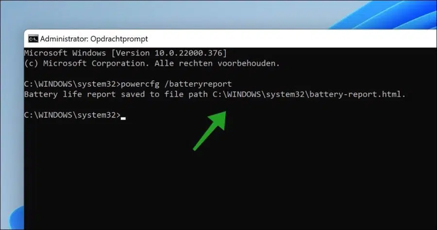 Batterij rapport maken in Windows met powercfg