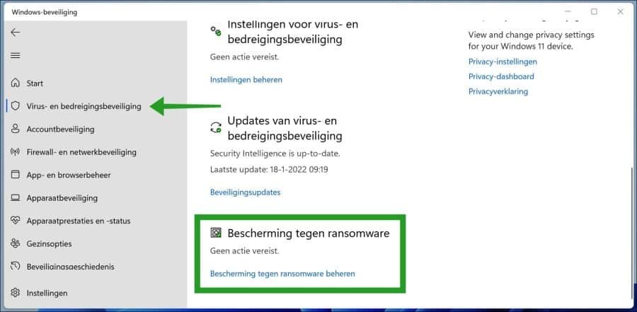 Bescherming tegen ransomware beheren