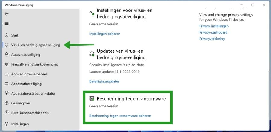 Bescherming tegen ransomware beheren