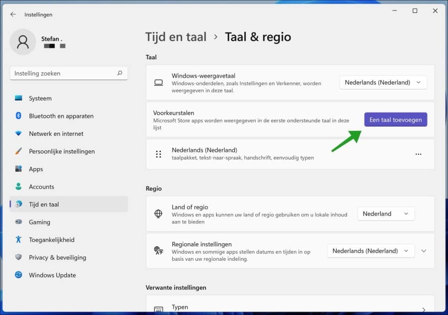 Een taal toevoegen in Windows 11