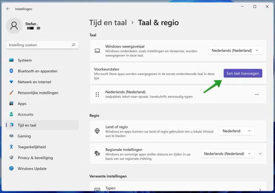Een taal toevoegen in Windows 11