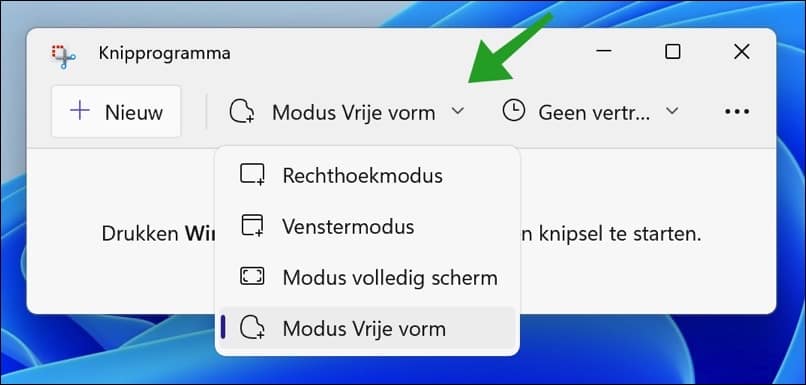 Snipping-Tool-Modus zur Auswahl