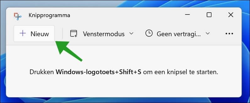 Knipprogramma nieuwe schermafbeelding