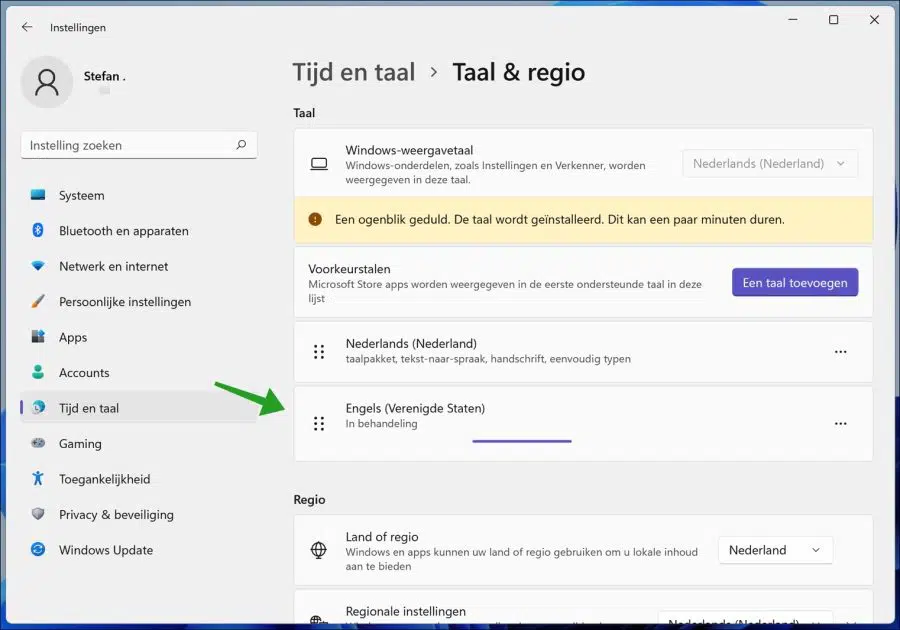 Nieuwe taal installeren in windows 11